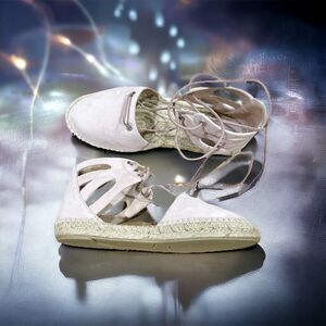 MAIDEN LANE Lace-Up Espadrilles Flats Blush Powder Pink 38 EU 7 1/2 US